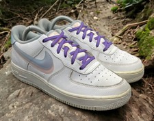 Nike Air Force 1 LV8 Double Swoosh Logo White Blue Pink Shoes CW1574 Kids 7Y