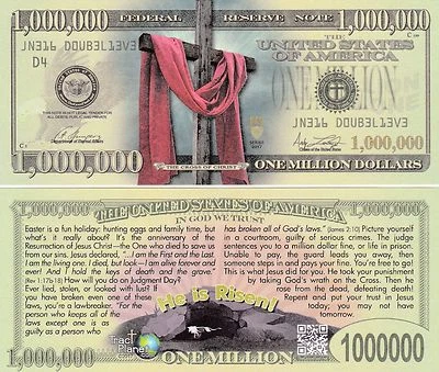 Easter Cross Million Dollar Play Funny Money Gospel Tract with FREE SLEEVE
