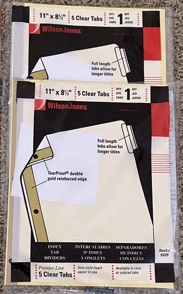 Mixed Lot New Sealed Clear and Color Tab Index Dividers - 5 tab and 8 tab 9 Sets - Image 4 of 4