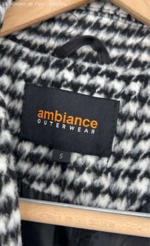 Women's Ambiance Black & White Houndstooth Fleece Overcoat - Size S NEW - Picture 7 of 8