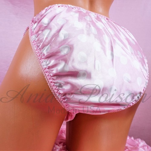 Bragas Sissy Satén para HOMBRE - Rosa Punto Blanco Brillante Cuerda Bikini o sujetador o falda - Imagen 3 de 6