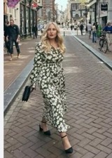 ZARA SIZE M GREEN MIDI PRINTED SHIRT-DRESS | 2763/901/098 NWT