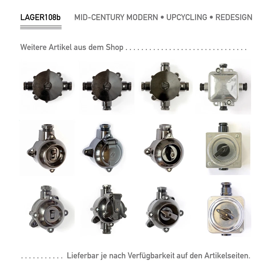 Abzweigdose Bakelit rund Aufputz Installation Verteiler Dose Art déco antik alt. - Bild 4 von 4