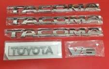 TOYOTA TACOMA EMBLEMS 5 PCS SET/  DOORS AND TAILGATE CHROME ABS DECALS NEW 
