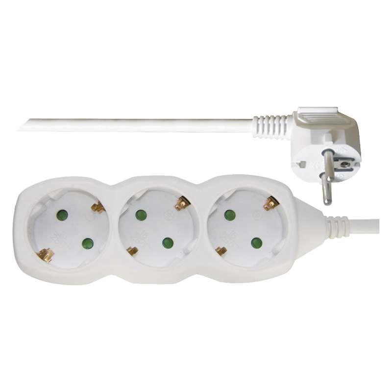 Steckdosenleiste Steckleiste 3 fach, 3m, Kinderschutz, weiß