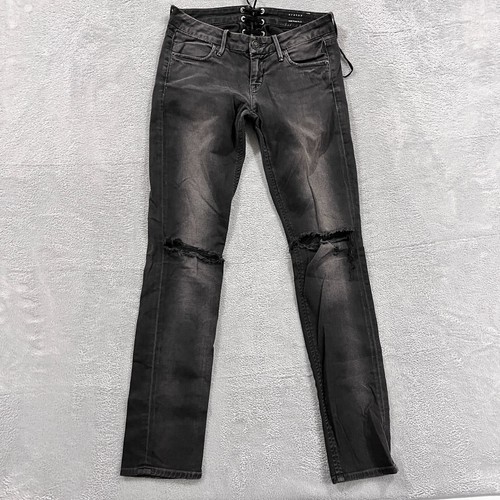 HUDSON Skinny Jeans Women's 25 Distressed LACE UP Back Flip Pockets Black