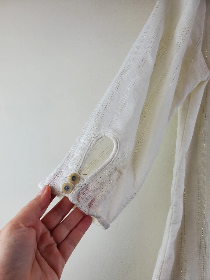 Топ женский Edme & Esyllte 6 белая льняная смесь /4 рукава туника на пуговицах маленький - Изображение 4 из 4