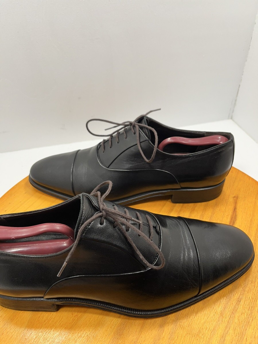 Monte Rosso Shoes Mens Size 12 Black Leather Oxford Square Toe Made In Italy Mens Monte Rosso Black Leather Shoes Slip On Loafer Made In  main image 3
