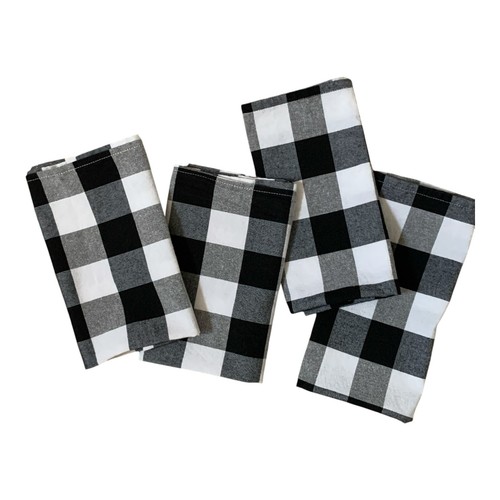 Black Buffalo Plaid Cloth Napkins 18 x 18" Set of 4 Gingham Check Unbranded - Bild 1 von 8