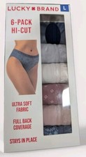 Lucky Brand Women's L 6 Pack Hi-Cut Panties