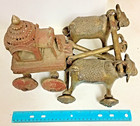 Vintage large handcast Brass/Bronze Bullock Cart, figurine & two bulls -- (G26) — photo 3