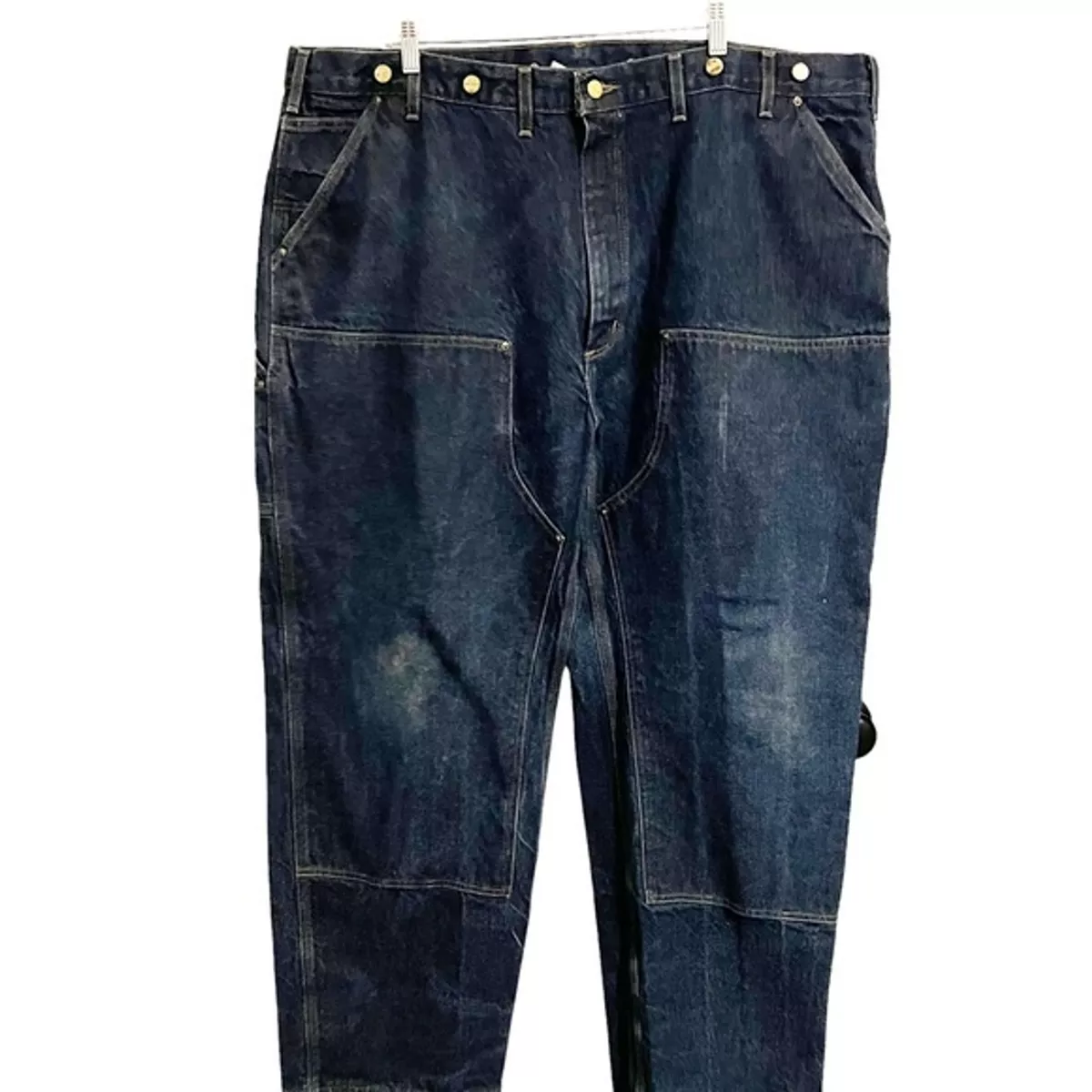 Carhartt Jeans Men s 46X32 Double Knee Front Logger Suspender Buttons Jeans