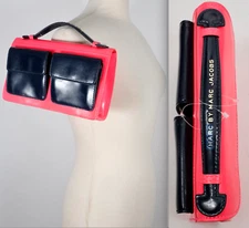 Marc Jacobs patent leather clutch pink navy