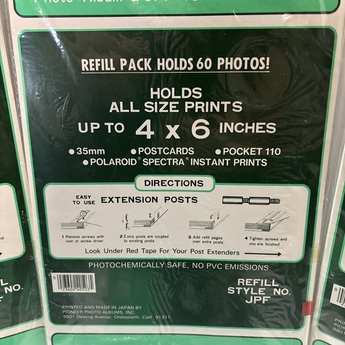 5 Pioneer Photo Album Refill Packs for JPF-46 Albums, Holds 60 Photos, New - Picture 3 of 5