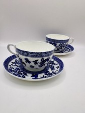 Coalport Blue White Oriental Fine China Teacups & Saucer 1890 Antiques Rare Set