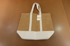 Show Me Your Mumu Womens Tan White Sunseeker Straw Beach Tote Bag NWT