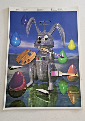 Micha Klein Poster Art - Virtual Bunny  1999 - Zanders International Paper VTG