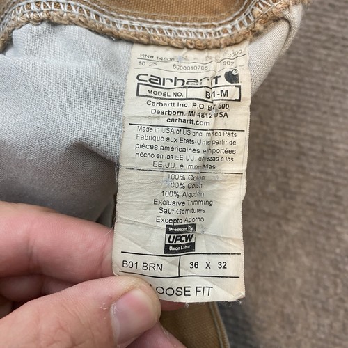 Pantalone Carhartt doppio ginocchio uomo 36 vestibilità 35x32 B01 Duck Baggy effetto invecchiato made in USA - Foto 7 di 14