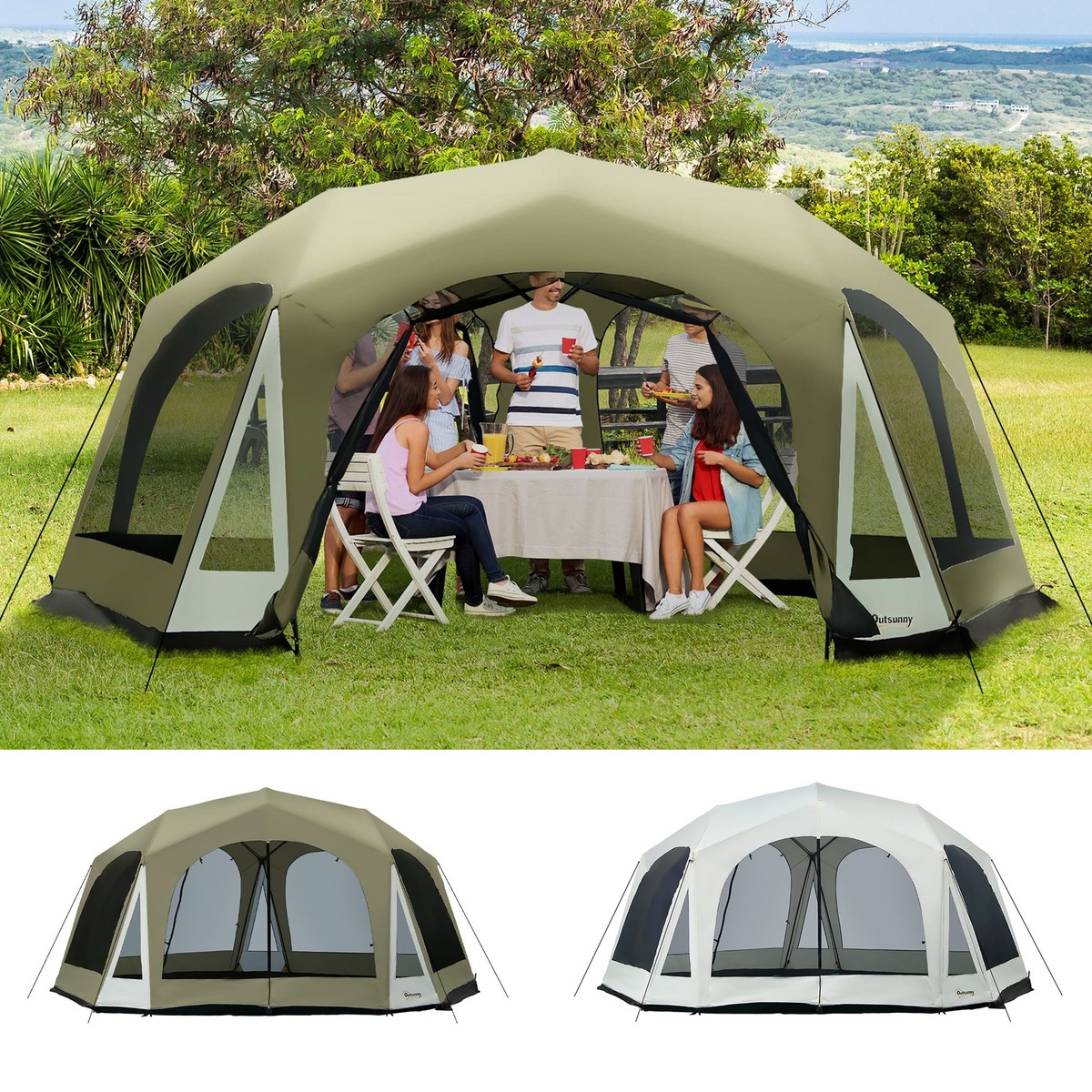 Instant Cabin Tent 20 Person Camping Tent Spacious 12-Person Dark