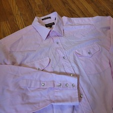 Vintage Sheplers Pearl Snap Button Shirt 17 / 35 Light Pink Western Cowboy Rodeo