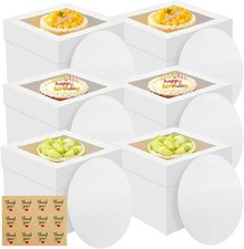 Cake Boxes, 12x12x8 Inches Tall Cake Box with Cake Boards, White Bakery
