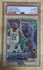 LeBron James 2023 Mosaic Montage Teal /75 PSA 10 GEM MINT Lakers #24