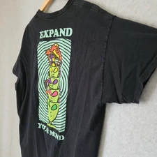 A-Lab Mens Expand Your Mind Mushroom Alien Black T-Shirt Size XL Vintage Look