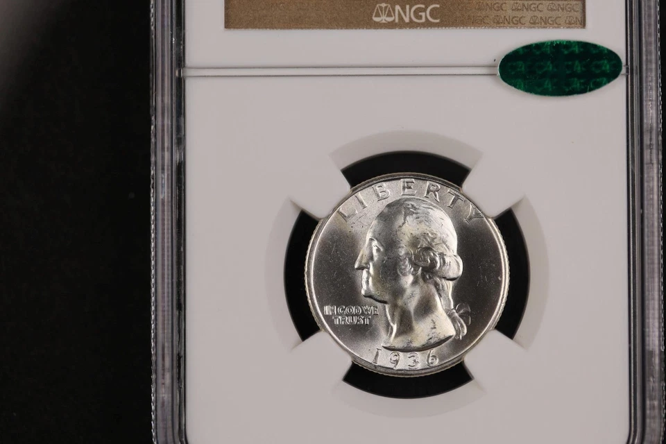 Moeda de 25 centavos de prata 1936 S Washington NGC MS65 CAC *DoublejCoins* JL1100-394 - Imagem 3 de 4