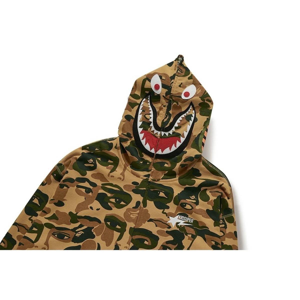 XL　BAPE X KIDSUPER　SHARK FULL ZIP HOODIE BAPE X KIDSUPER CAMO SHARK FULL ZIP HOODIE [GREEN] - KidSuper