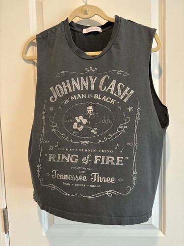 Daydreamer Johnny Cash Gray Tank Made in USA 100% Cotton Ring of Fire Women’s S