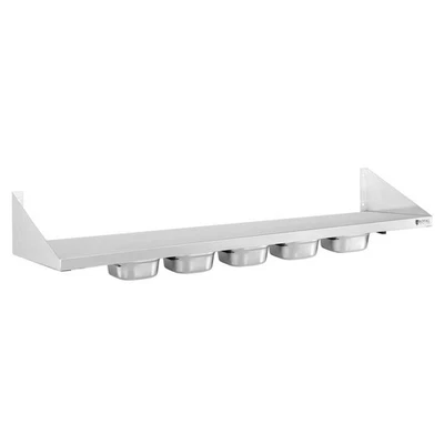 ROYAL CATERING Wandbord Konsole Edelstahlregal Gewürzregal Gewürzbord Edelstahl 120 cm 1/6 GN