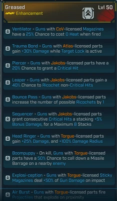 Borderlands 4 • MODDED ENHANCEMENT • Greased • All Leg perks • Lvl 50 • PS PC XB