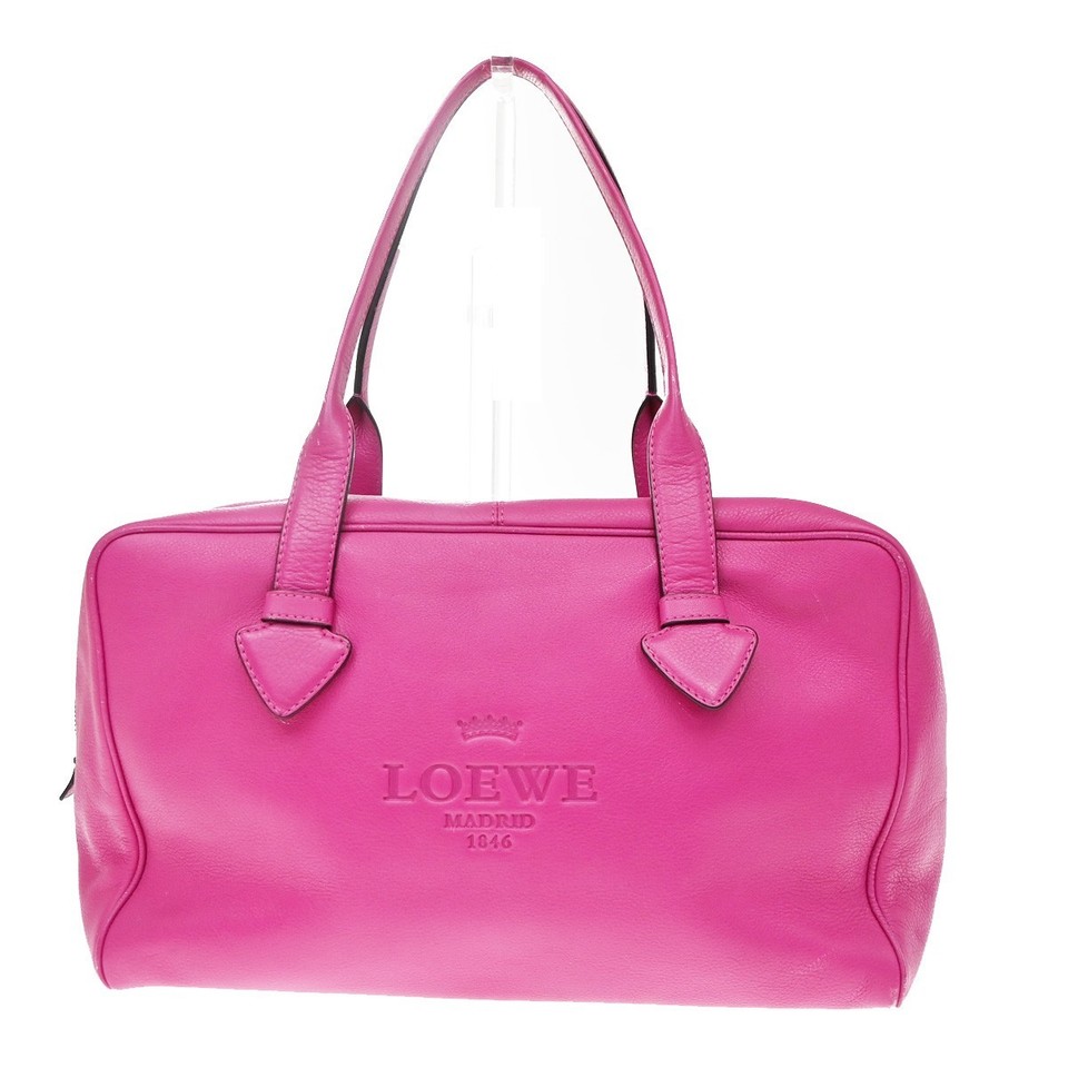 LOEWE Logo Heritage Shoulder Hand Bag Leather Pink Spain SHW 35KD758