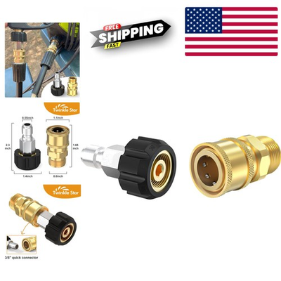 #ad Pressure Washer Quick Connect Kit Brass Adapter for M22 14mm to 3 8 Inch Coupler $20.89
