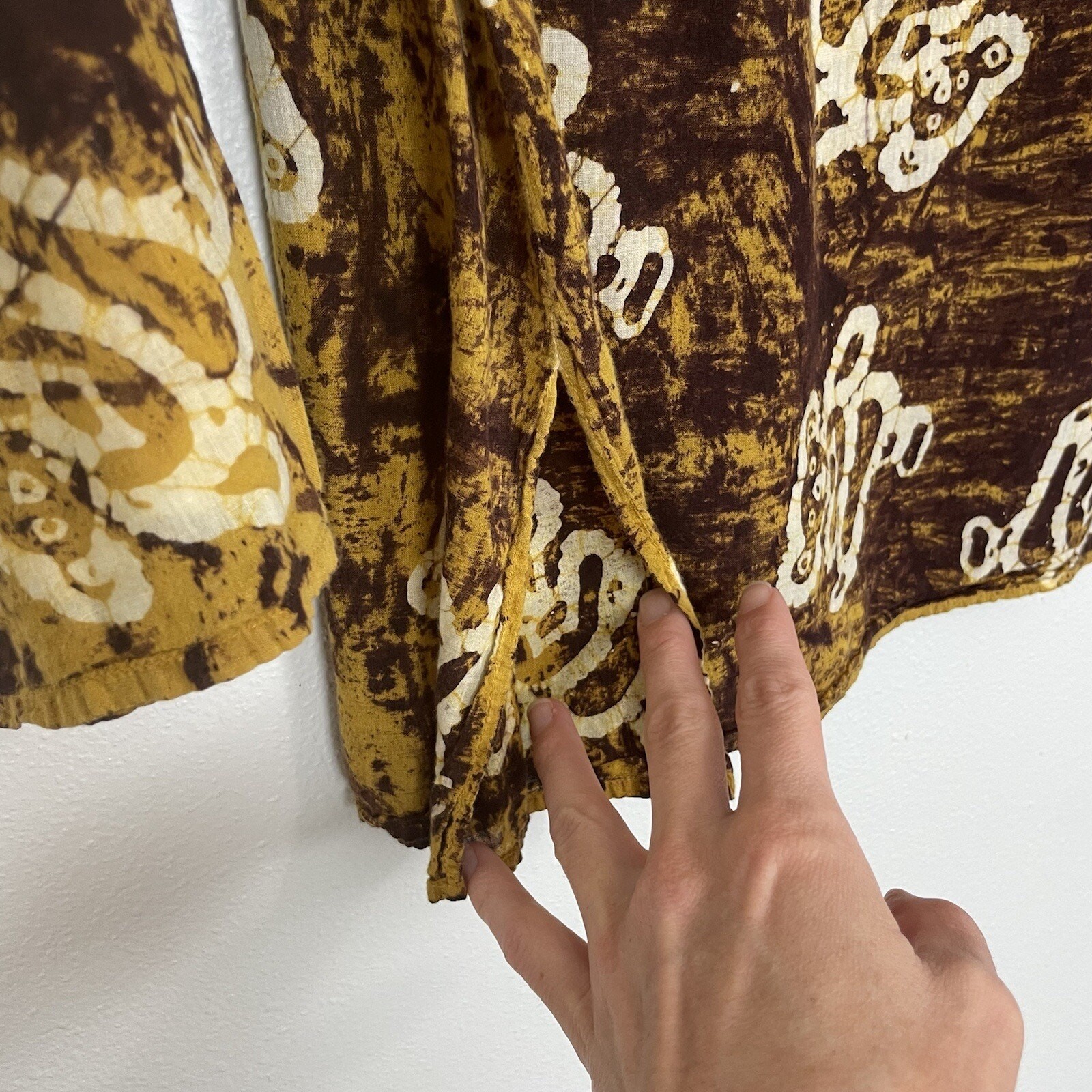Vintage 90’s Grateful Dead Dancing Bears Batik Dyed Hippie Top Brown Medium image 5