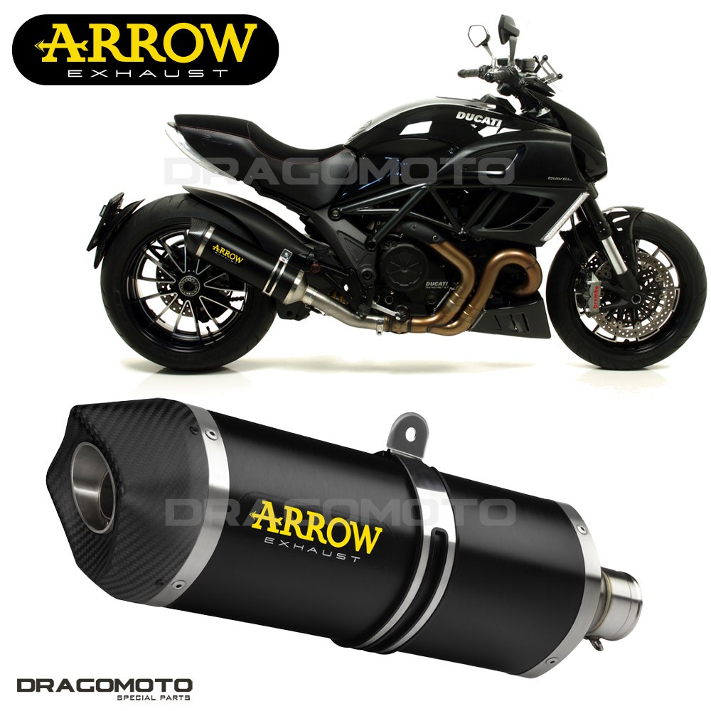 Silencieux ARROW Diavel 1200 2013 échappement alu noir Race-Tech