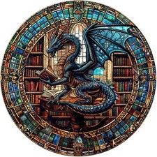 Wooden Puzzles for Adults, Dragon's Library Wood Puzzles Adult, Unique Animal Sh