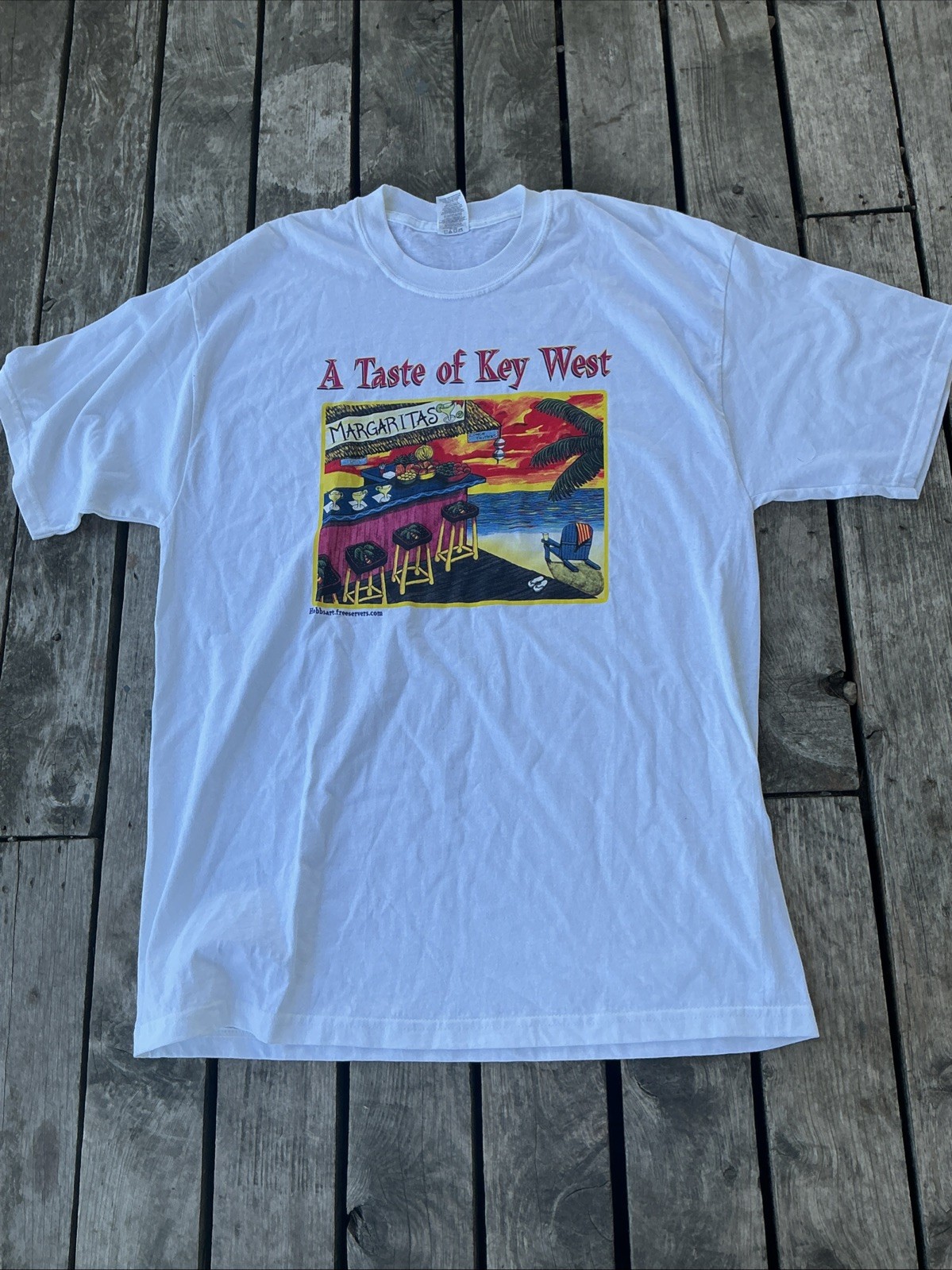 KEY WEST FLORIDA - Margaritas Conch Fritters Beach Bar Scene T-Shirt New!  XL