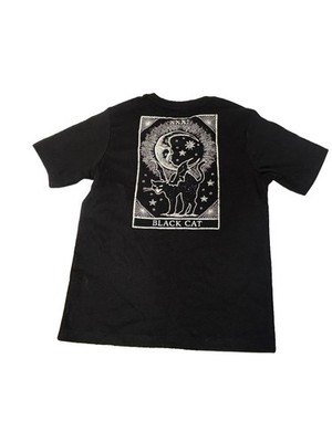 Wonder Nation Unisex Kids Black Cat Graphic T-Shirt Black Short Sleeve M (8)