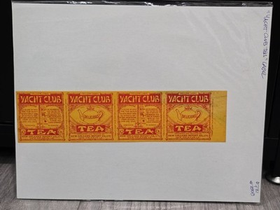 Vintage YACHT CLUB TEA Yellow 4-Panel Label New Orleans Import Co Ltd Louisiana