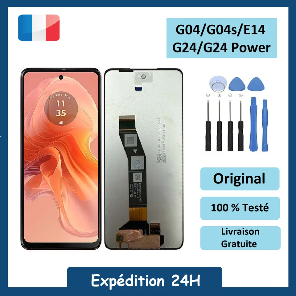 Écran LCD + vitre tactile Motorola G04 G04s G24 G24 Power E14 Original + Outils
