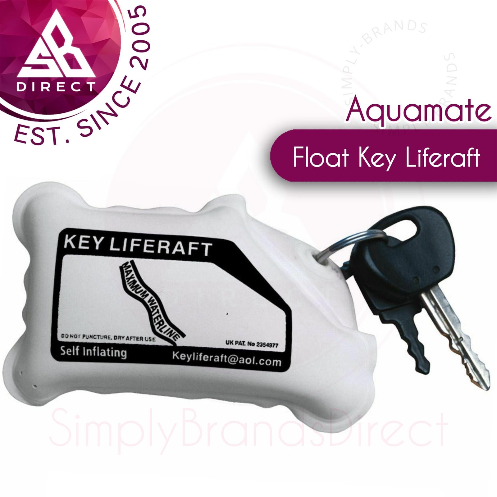 Aquamate Boat Key Ring Liferaft│Inflating Buoyancy Floats Air 6 keys│For Swimmer