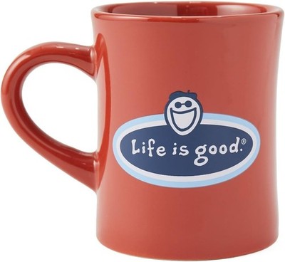 Life Is Good Adult Unisex Jake Face LIG Oval Diner Mug in Faded Red