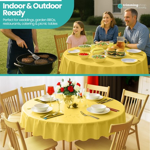 Round Plastic Table Cloth Disposable Waterproof Wipeclean Party Tablecloth Cover - Picture 91 of 91