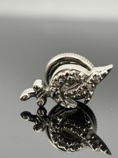 Petite 14K White Gold Diamond Masonic Shriner Pin Sword Scimitar Crescent +Back