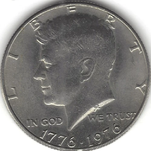 1976-P, 50c, Kennedy Bi-Cent. half dollar, circ. (U.S. COIN, MONEY, COLLECTIBLE)