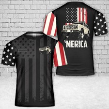 Custom Name 1966-74 Classic Ford Bronco Truck Merica Flag T-shirt Gift For Dad