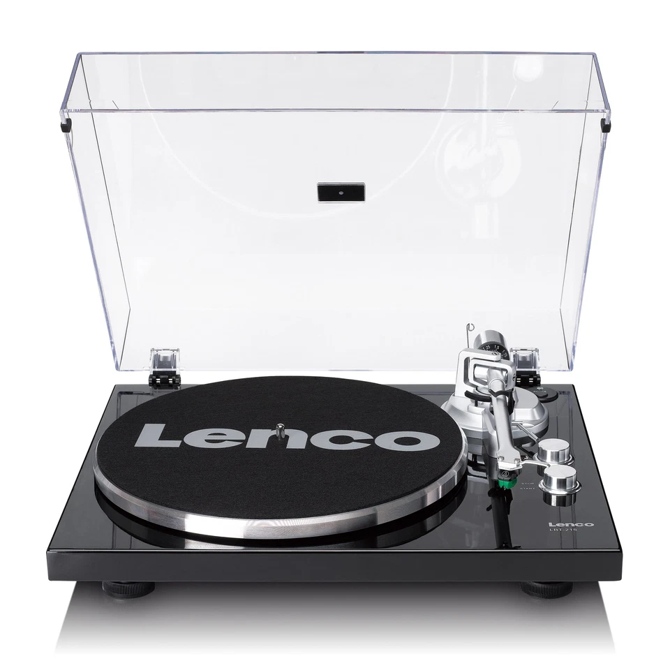 Lenco LBT-215BK - Plattenspieler mit Bluetooth®, Metall-Plattenteller, Tonarm un