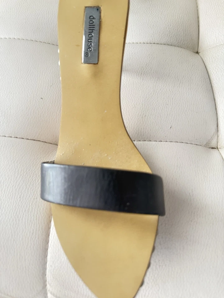 DOLLHOUSE ANKLE Black strap open toe, Sandal Shoes 6.5 studded rock n roll 90’s - Image 3 of 4