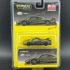 Tarmac Works 1:64 Diecast Model Car Pagani Huayra R Matte Black / Silver